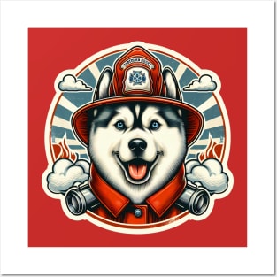 Husky Fireman Posters and Art